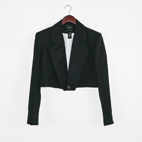 SMYTHE $695 Cut Off Blazer Tuxedo Black Size Small Oversized - Picture 6 of 11